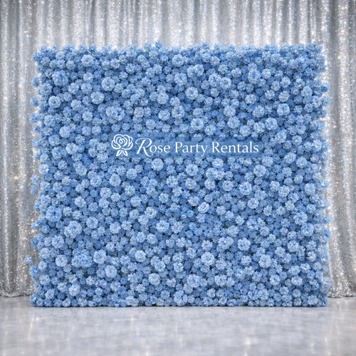 Blue rose flower wall